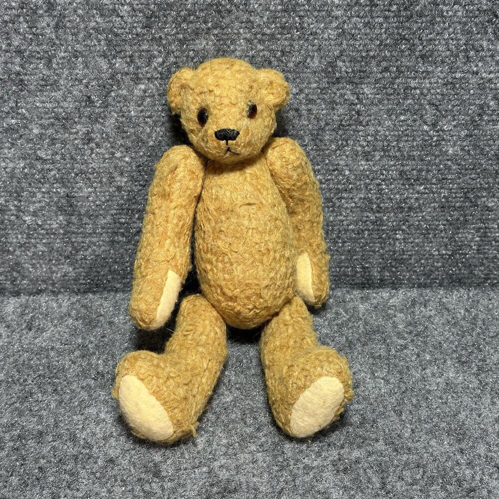 10” Vintage Mohair Teddy Bear Artist Made Jointed Handmade Plush Glass Eyes Rare